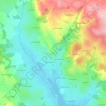 Carte topographique Le Salès, altitude, relief