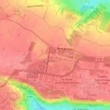 Carte topographique Les Trois Mares, altitude, relief