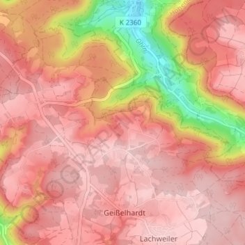 Carte topographique Haubühl, altitude, relief