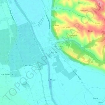 Carte topographique La Caussade, altitude, relief