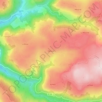 Carte topographique Marvaud, altitude, relief