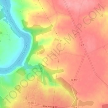 Carte topographique Chalais, altitude, relief