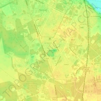Carte topographique La Bolière, altitude, relief