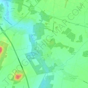 Carte topographique Fleury-en-Bière, altitude, relief
