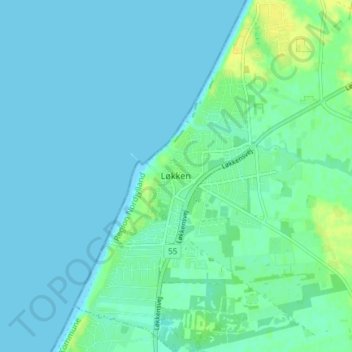 Carte topographique Lökken, altitude, relief