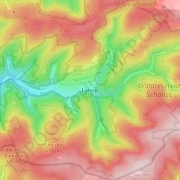 Carte topographique Latrop, altitude, relief