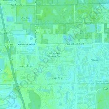 Carte topographique Worthington Country Club, altitude, relief