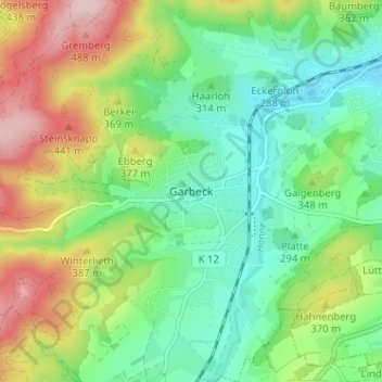 Carte topographique Garbeck, altitude, relief