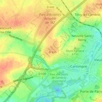 Carte topographique Sainte-Olle, altitude, relief