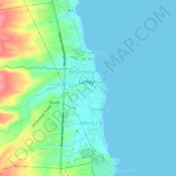 Carte topographique Townsite, altitude, relief