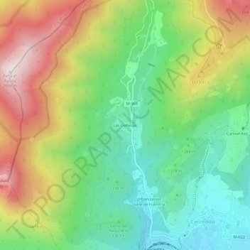 Carte topographique Las Dehesas, altitude, relief