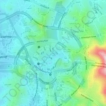 Carte topographique Al Marwah, altitude, relief