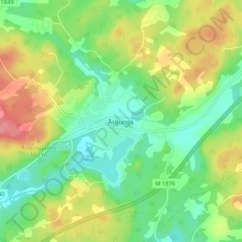Carte topographique Åsljunga, altitude, relief