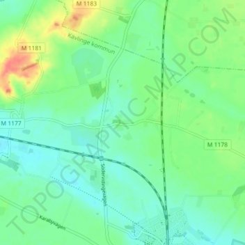 Carte topographique Södervidinge, altitude, relief