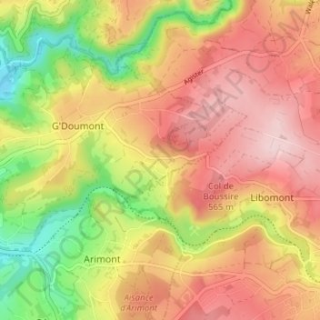 Carte topographique Boussire, altitude, relief