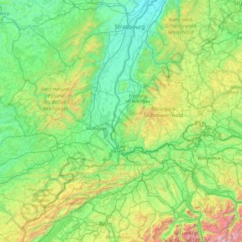 Carte topographique Markgräflerland, altitude, relief
