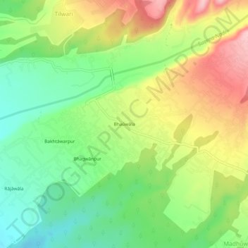 Carte topographique Bhaūwāla, altitude, relief