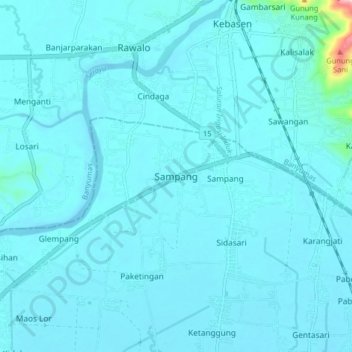Carte topographique Sampang, altitude, relief