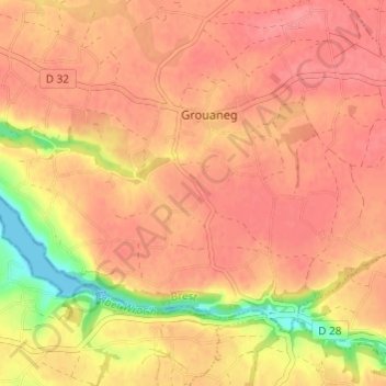 Carte topographique Le Cosquer, altitude, relief