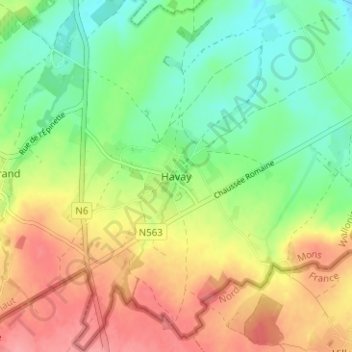 Carte topographique Havay, altitude, relief