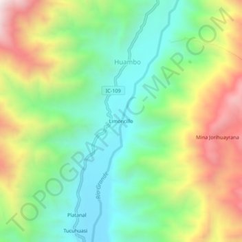 Carte topographique Limoncillo, altitude, relief