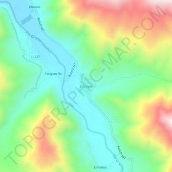 Carte topographique El Coipo, altitude, relief