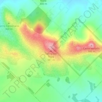 Carte topographique Sierra del Tigre, altitude, relief