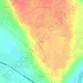 Carte topographique Emii, altitude, relief