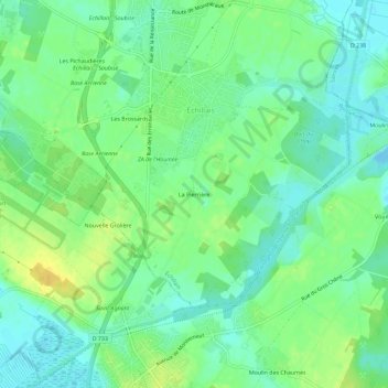 Carte topographique La Pierrière, altitude, relief