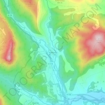 Carte topographique Antoñana, altitude, relief