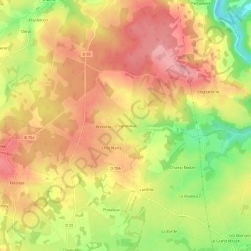 Carte topographique Chignavieux, altitude, relief