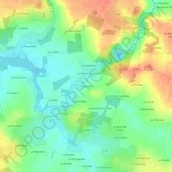 Carte topographique Haute Rive, altitude, relief