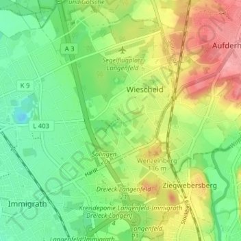 Carte topographique Feldhausen, altitude, relief