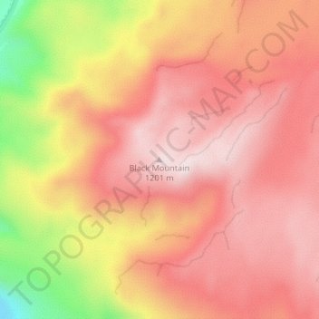 Carte topographique Black Mountain, altitude, relief