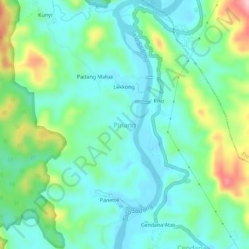 Carte topographique Pinang, altitude, relief