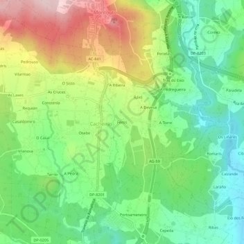 Carte topographique Feros, altitude, relief