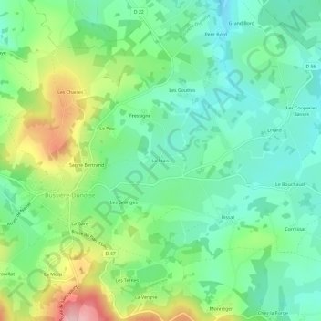 Carte topographique Le Frais, altitude, relief