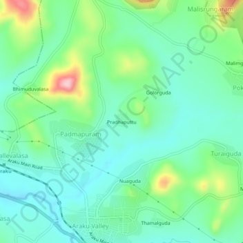 Carte topographique Pradhaputtu, altitude, relief