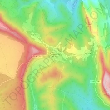 Carte topographique Población de Arreba, altitude, relief