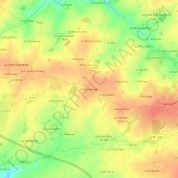 Carte topographique La Promenade, altitude, relief