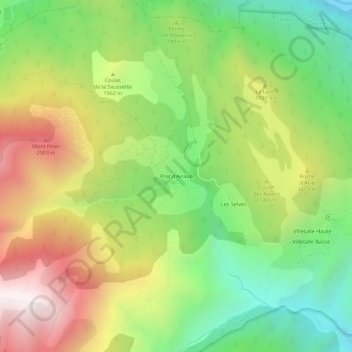 Carte topographique Prat d'Airaud, altitude, relief