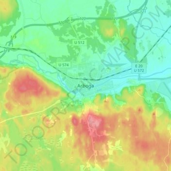 Carte topographique Arboga, altitude, relief