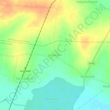 Carte topographique Vanarashi, altitude, relief