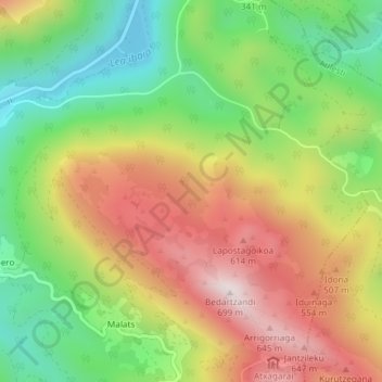 Carte topographique Bentosa, altitude, relief