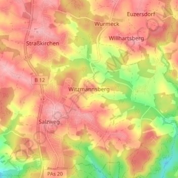 Carte topographique Witzmannsberg, altitude, relief