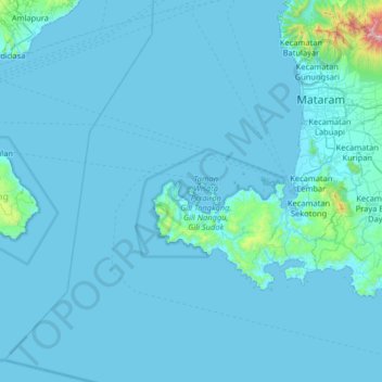 Carte topographique Gili Asahan, altitude, relief