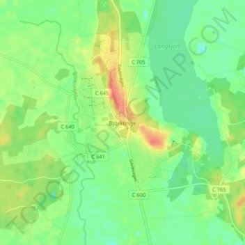 Carte topographique Björklinge, altitude, relief