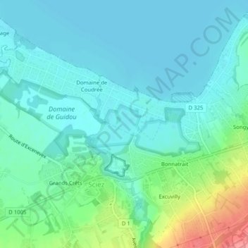 Carte topographique Coudrée, altitude, relief
