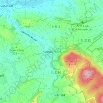 Carte topographique Kleinbardorf, altitude, relief