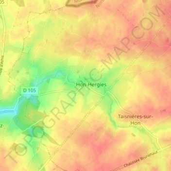 Carte topographique Hon, altitude, relief